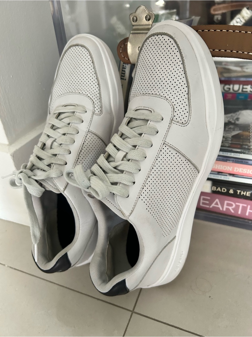 Cole Haan Grand Men's White Perforated Leather Sneakers - Picture 5 of 11